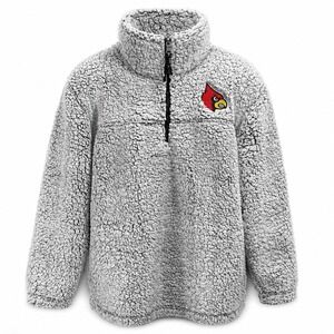 Boxercraft Louisville Cardinals Sherpa Fleece Quarter Zip Pullover Gray Large